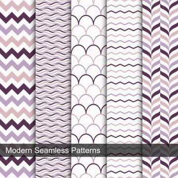 Set of vector geometric seamless patterns Stock Illustration