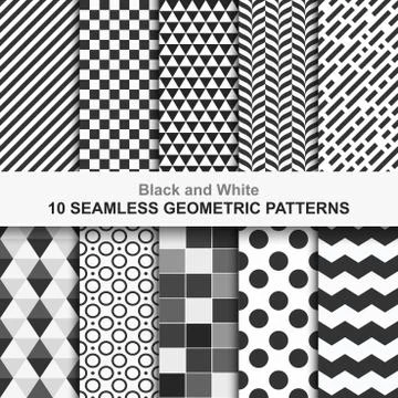 Set of vector geometric seamless patterns イラスト素材