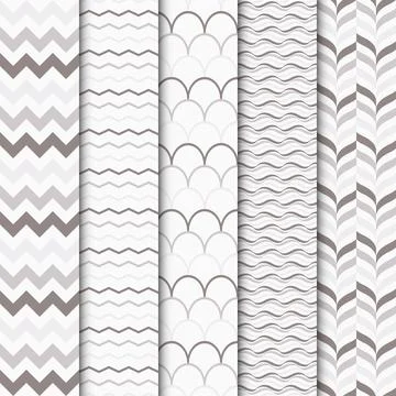 Set of vector geometric seamless patterns. Stock Illustration