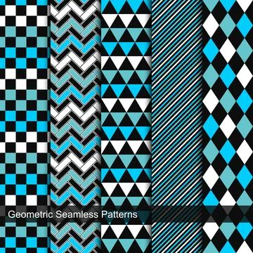 Set of vector geometric seamless patterns. 스톡 일러스트