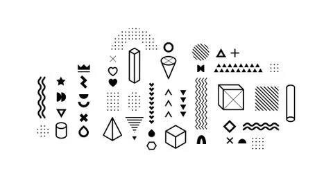 Set of vector geometric shapes. Trendy graphic elements for your unique desig Stock Illustration