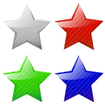 Set of vector glossy five-pointed stars Stock Illustration