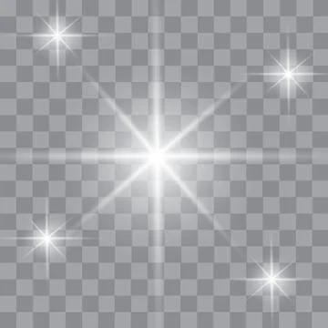 Set of Vector glowing light effect stars bursts with sparkles on transparent bac Stock Illustration