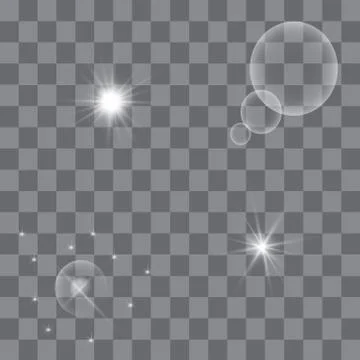 Set of Vector glowing light effect stars bursts with sparkles on transparent bac Illustrazione stock