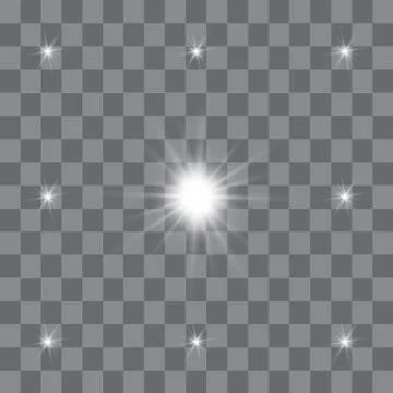 Set of Vector glowing light effect stars bursts with sparkles on transparent bac Stock Illustration