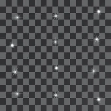 Set of Vector glowing light effect stars bursts with sparkles on transparent bac Stock Illustration