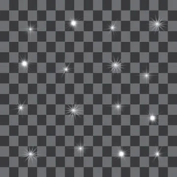 Set of Vector glowing light effect stars bursts with sparkles on transparent bac Stock Illustration