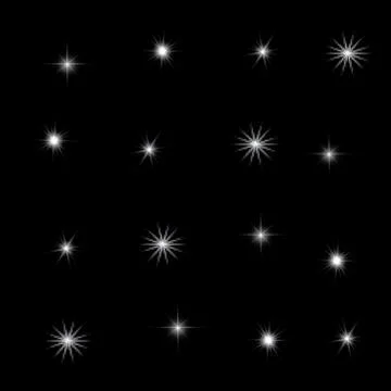Set of Vector glowing light effect stars bursts with sparkles on transparent bac Stock Illustration