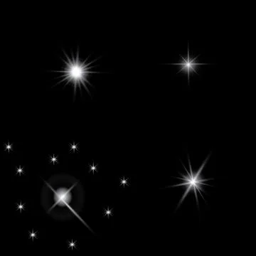 Set of Vector glowing light effect stars bursts with sparkles on transparent bac Stock-Illustration