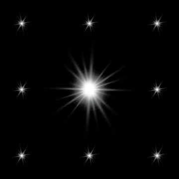 Set of Vector glowing light effect stars bursts with sparkles on transparent bac Stock Illustration