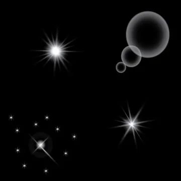 Set of Vector glowing light effect stars bursts with sparkles on transparent bac Stock Illustration