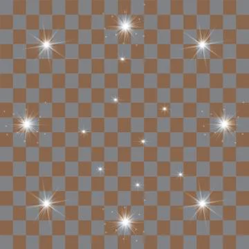 Set of Vector glowing light effect stars bursts with sparkles on transparent bac Stock Illustration