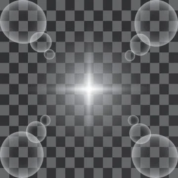 Set of Vector glowing light effect stars bursts with sparkles on transparent bac Stock Illustration