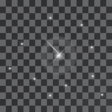 Set of Vector glowing light effect stars bursts with sparkles on transparent bac Stock Illustration