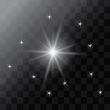 Set of Vector glowing light effect stars bursts with sparkles on transparent bac Stock Illustration