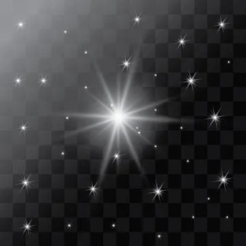 Set of Vector glowing light effect stars bursts with sparkles on transparent bac Stock Illustration