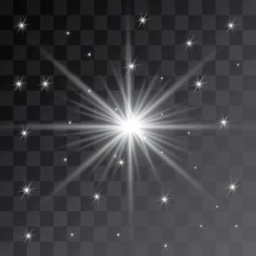 Set of Vector glowing light effect stars bursts with sparkles on transparent bac Stock Illustration