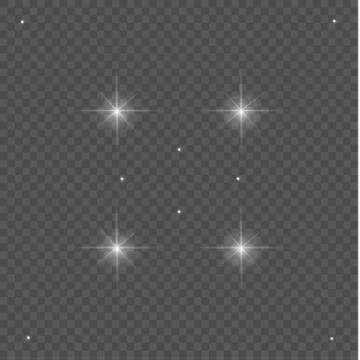 Set of Vector glowing light effect stars bursts with sparkles on transparent bac Stock Illustration