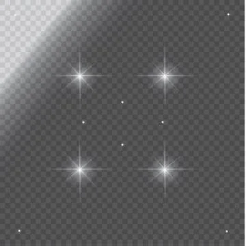Set of Vector glowing light effect stars bursts with sparkles on transparent bac Stock Illustration
