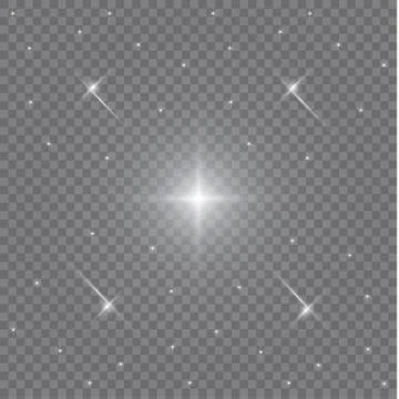 Set of Vector glowing light effect stars bursts with sparkles on transparent bac Stock Illustration