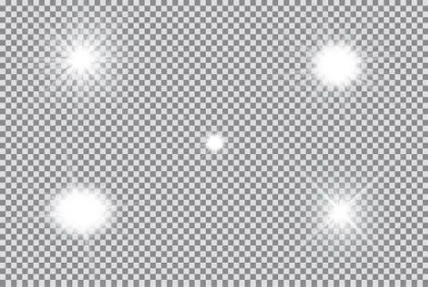 Set of Vector glowing light effect stars bursts with sparkles on transparent bac Stock Illustration