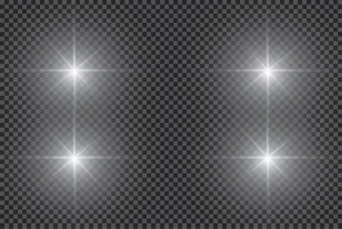 Set of Vector glowing light effect stars bursts with sparkles on transparent bac Stock Illustration