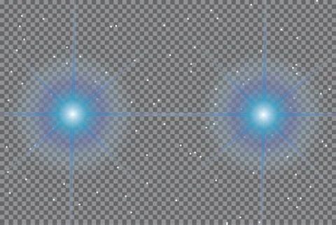 Set of Vector glowing light effect stars bursts with sparkles on transparent bac Stock Illustration