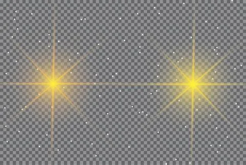 Set of Vector glowing light effect stars bursts with sparkles on transparent bac Stock Illustration