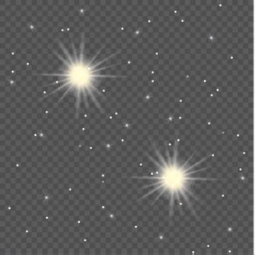 Set of Vector glowing light effect stars bursts with sparkles on transparent bac Stock Illustration