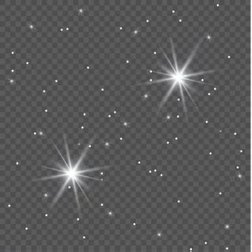 Set of Vector glowing light effect stars bursts with sparkles on transparent bac Stock Illustration