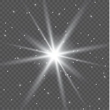 Set of Vector glowing light effect stars bursts with sparkles on transparent bac Stock Illustration
