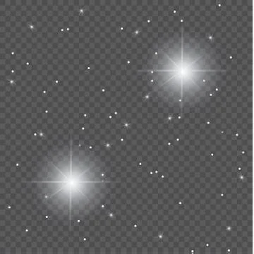 Set of Vector glowing light effect stars bursts with sparkles on transparent bac Stock Illustration