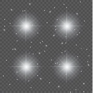 Set of Vector glowing light effect stars bursts with sparkles on transparent bac Stock Illustration