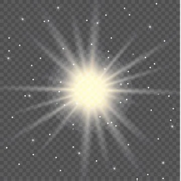 Set of Vector glowing light effect stars bursts with sparkles on transparent bac Stock Illustration