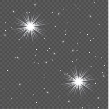 Set of Vector glowing light effect stars bursts with sparkles on transparent ba Stock Illustration