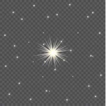 Set of Vector glowing light effect stars bursts with sparkles on transparent bac Stock Illustration