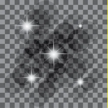 Set of Vector glowing light effect stars bursts with sparkles on transparent bac Stock Illustration