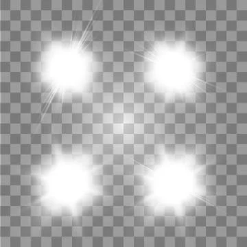 Set of Vector glowing light effect stars bursts with sparkles on transparent Stock Illustration