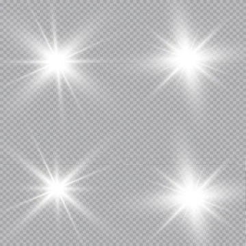 Set of Vector glowing light effect stars bursts with sparkles on transparent bac Stock Illustration
