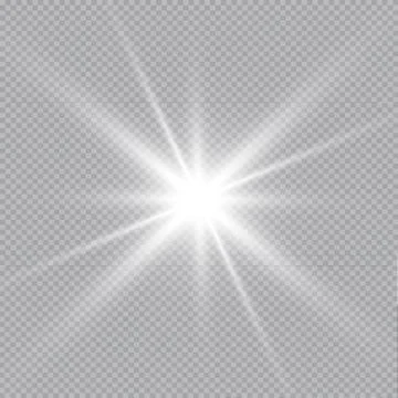 Set of Vector glowing light effect stars bursts with sparkles on transparent bac Illustrazione stock