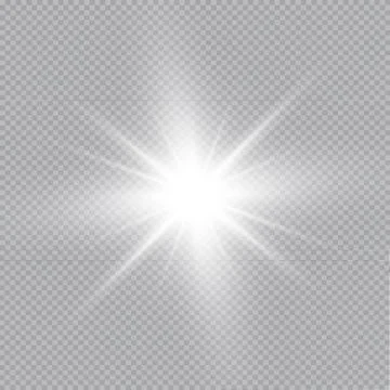Set of Vector glowing light effect stars bursts with sparkles on transparent bac Illustrazione stock