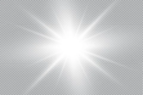 Set of Vector glowing light effect stars bursts with sparkles on transparent bac Stock Illustration