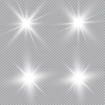 Set of Vector glowing light effect stars bursts with sparkles on transparent bac Stock Illustration