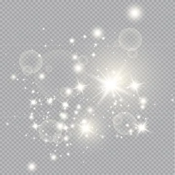 Set of Vector glowing light effect stars bursts with sparkles on transparent bac Stock Illustration