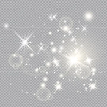 Set of Vector glowing light effect stars bursts with sparkles on transparent bac Stock Illustration