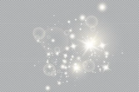 Set of Vector glowing light effect stars bursts with sparkles on transparent bac Stock Illustration
