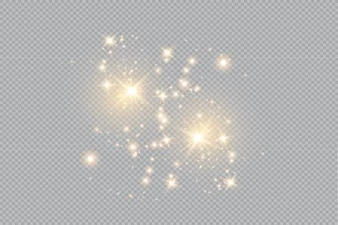 Set of Vector glowing light effect stars bursts with sparkles on transparent bac Stock Illustration