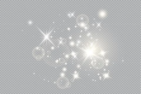 Set of Vector glowing light effect stars bursts with sparkles on transparent bac Stock Illustration