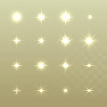 Set of Vector glowing light effect stars bursts with sparkles Stock Illustration