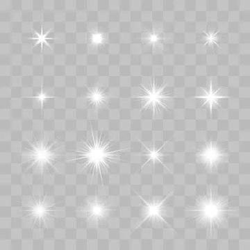 Set of Vector glowing sparkling stars Ilustración de archivo